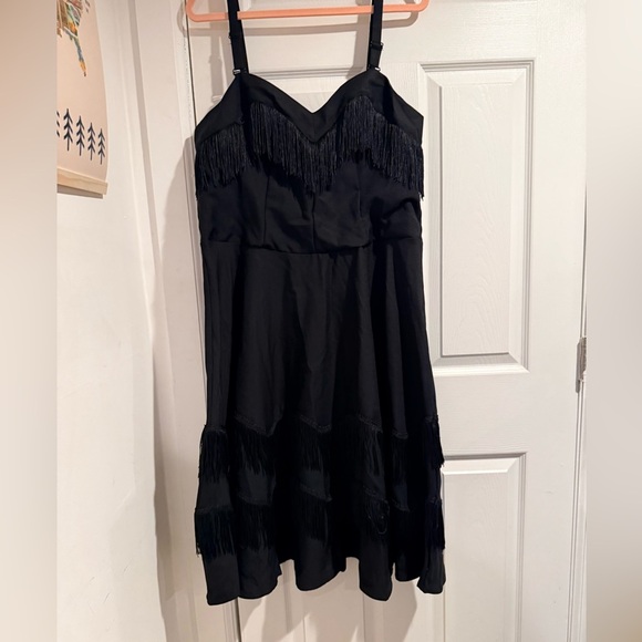 Unique Vintage Dresses & Skirts - Unique Vintage Elegant Fringe Black Dress